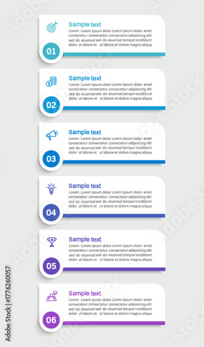 Business  infographic design template with icons and 6 options or steps	
