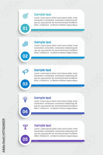 Business infographic template with 5 options or steps