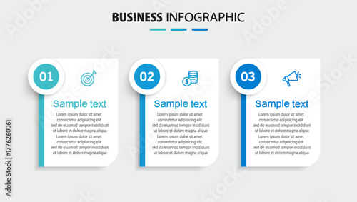 Business infographic template with 3 options or steps	
