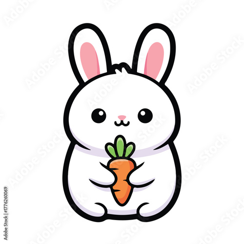  Bunny rabbit eating carrot vector