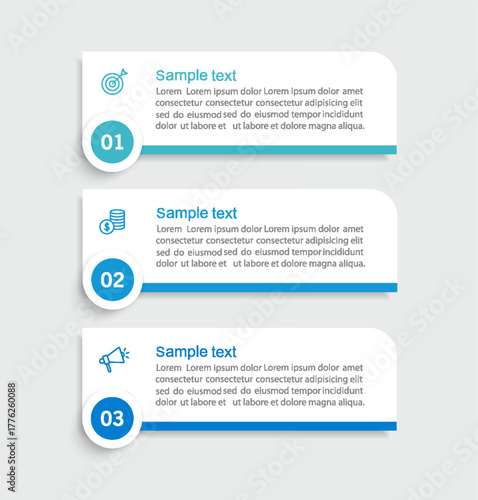 Business infographic template with 3 options or steps	
