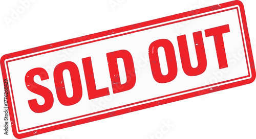 Sold Out Rubber Stamp Impression with Red Ink | Out of Stock Text Graphic for E-Commerce, Retail, and Business Marketing Materials