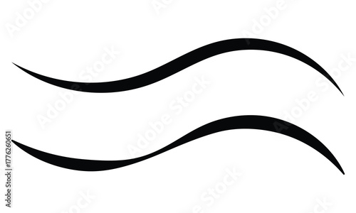 Curved calligraphic line strip, vector, ribbon like road element of calligraphy gracefully curved line .Vector illustration EPS 10 .