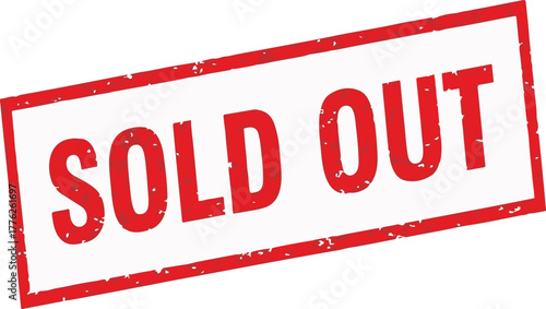 Sold Out Red Rubber Stamp | Stock Depleted Notice for E-commerce and Retail Marketing