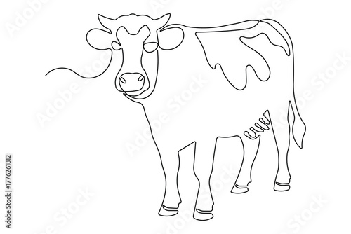 Minimalist cow continuous one line outline simple illustration