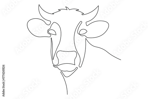 Modern cow continuous one line minimalist outline artwork