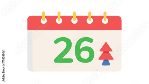 Festive countdown to christmas day with a calendar showing the 26th of december, a symbol of the holiday season and anticipation