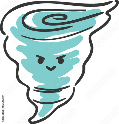 可愛い竜巻のイラスト（顔付き）　ベクター
