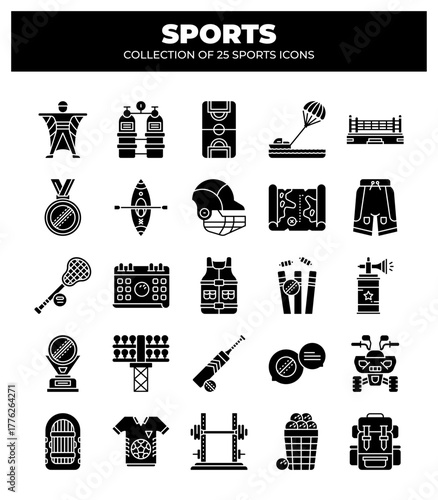 Collection of 25 Sports Icons.  A Visual Guide to Various Sports and Activities