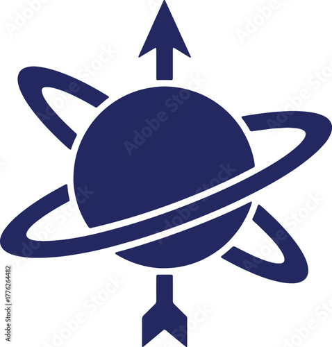 Modern design of planet with arrow icon abstract graphic for use in projects