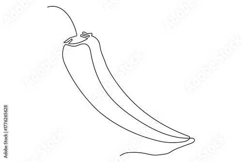 Minimal red chili one line art clean outline simple design