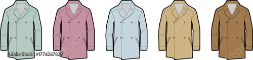 Five stylish trench coats in various colors, perfect for a chic and fashionable wardrobe