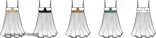 Dresses with Different Color Accents Illustration for Fashion Design Projects