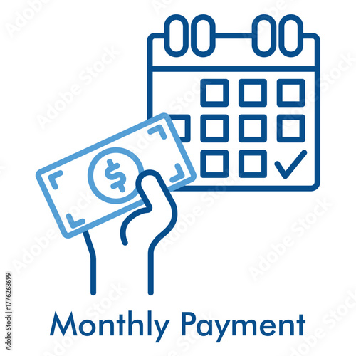 Monthly Payment Icon in Outline Color Style. Vector Illustration