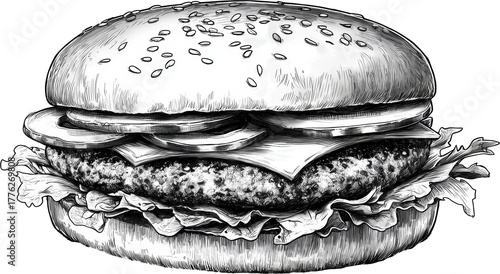 hamburger sketching illustration 
