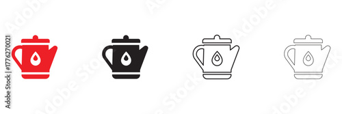 watering can icon vector set, small plant watering can vector, silhouette and line art