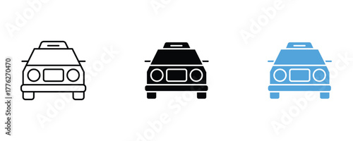 Taxi car icon set vector on white background. cab, service, travel, symbol.