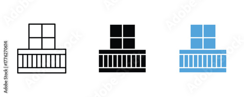 Balcony icon set vector on white background. architecture, design, building, house, apartment, symbol.