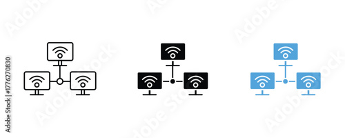 Network icon set, computer connection vector on white background. 