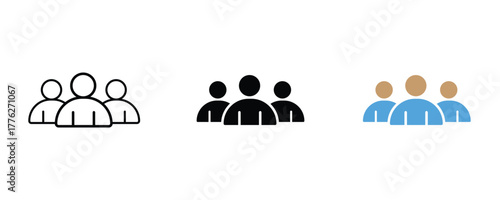 Group of people icon set, teamwork, leadership, vector on white background. 
