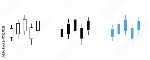 Candlestick chart icon set vector on white background. trading, business, diagram, graph, symbol.
