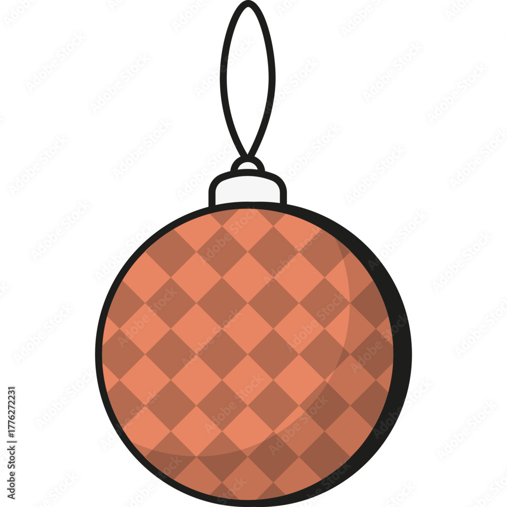 Fototapeta premium Orange Christmas Bauble, Vector Icon Illustration