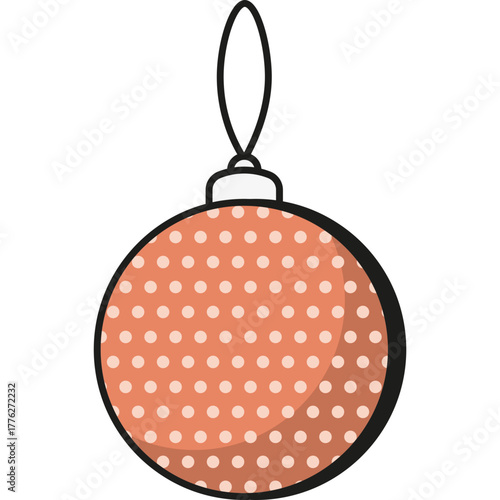 Orange Christmas Bauble, Vector Icon Illustration