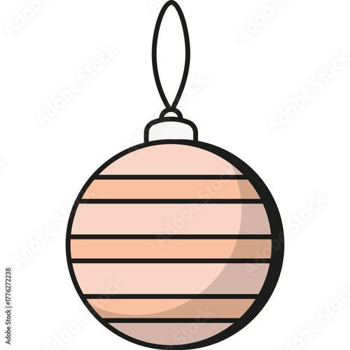 Orange Christmas Bauble, Vector Icon Illustration