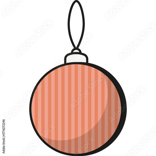 Orange Christmas Bauble, Vector Icon Illustration