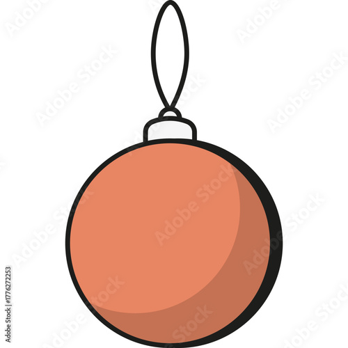 Orange Christmas Bauble, Vector Icon Illustration