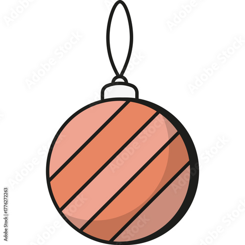Orange Christmas Bauble, Vector Icon Illustration