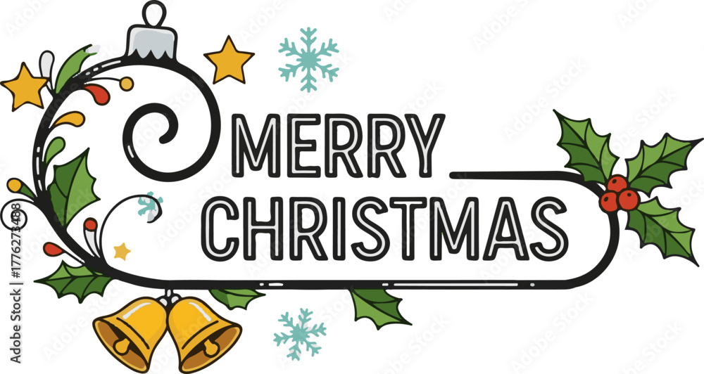 Fototapeta premium Abstract Vector “Merry Christmas” with Love Ornament