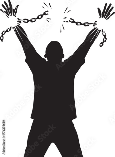 Person breaking chains symbolizing freedom hope human rights and liberation