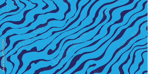 Abstract blue and dark blue wavy stripes pattern, a seamless, organic, and fluid design with a dynamic, flowing aesthetic