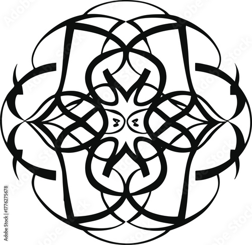 Abstract bold line symmetry resembling a mandala fragment 1