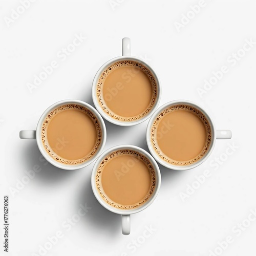 Tea cup top view image white background.