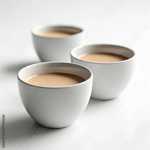 Cups of coffee white background.