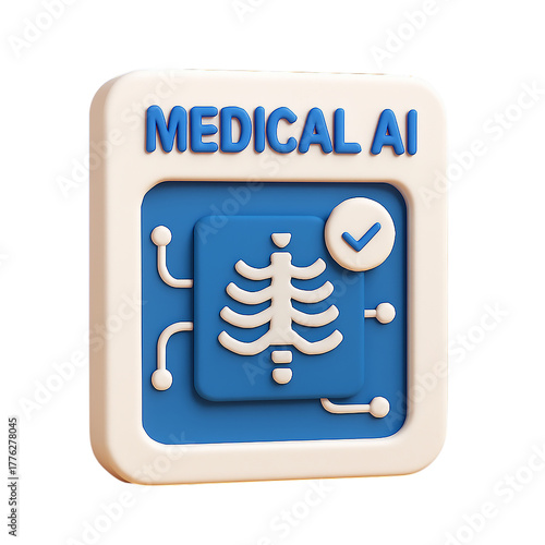 3d icon of medical ai xray with checkmark isolated on transparent background