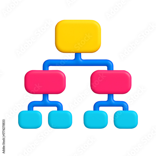 3d icon of colorful flowchart diagram isolated on transparent background
