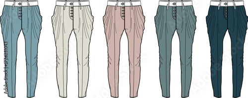 Variety of Fashionable Pant Styles A Stylish Collection Featuring Diverse Colors and Designs