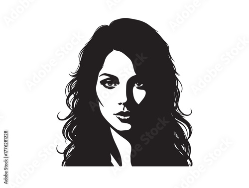  girl face image in silhouette.