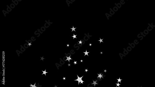 Christmas sparkle animation, Twinkling stars animation showing cartoon white sparkles blinking softly on black screen. Flat vector doodle style gives a cosmic or milky way night sky glow. 4K video