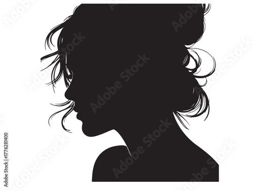Beauty of girl face image in silhouette.