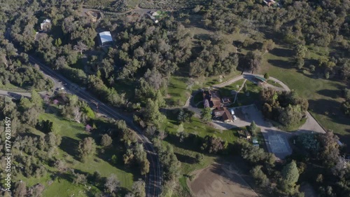 Wallpaper Mural Glowing aerial of farm land trees in the mountains during a beautiful sunrise Torontodigital.ca