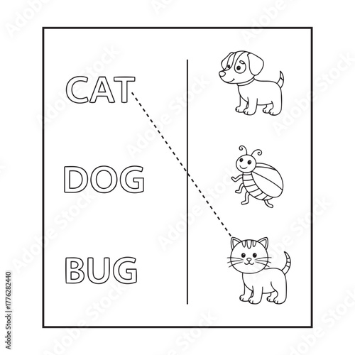 Word to Picture Match Activity | Educational Vocabulary Worksheet with Animal Illustrations for Kids