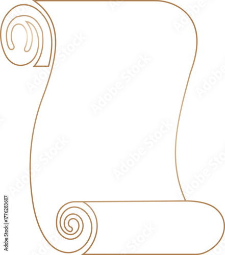 Old scroll paper icon antique parchment, vintage manuscript, and rolled document ancient writing and medieval paper in black line, and gradient style vector illustration