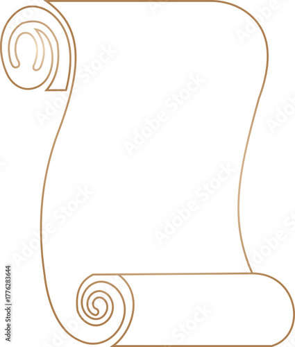 Old scroll paper icon antique parchment, vintage manuscript, and rolled document ancient writing and medieval paper in black line, and gradient style vector illustration