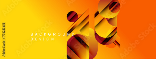 Abstract geometric design. Orange, red gradients create dynamic composition. Modern background suitable for banners, presentations.