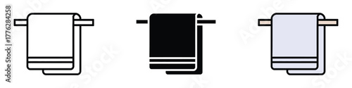 Towel with hanger rack icon vector. soft, absorbent fabric symbol. vector illustration.