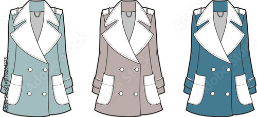 Fashionable double-breasted coats in various colors for autumn and winter